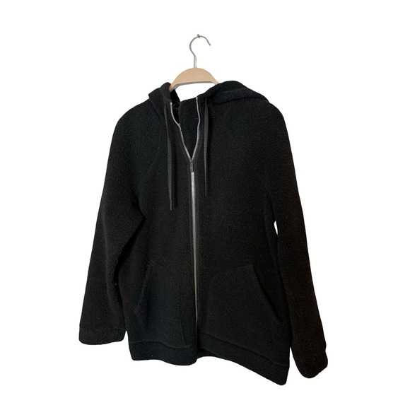lululemon athletica Jackets & Blazers - Lululemon‎ Women's So Sherpa Hooded Jacket Black FUZZY Wool Zip up Coat Size 8